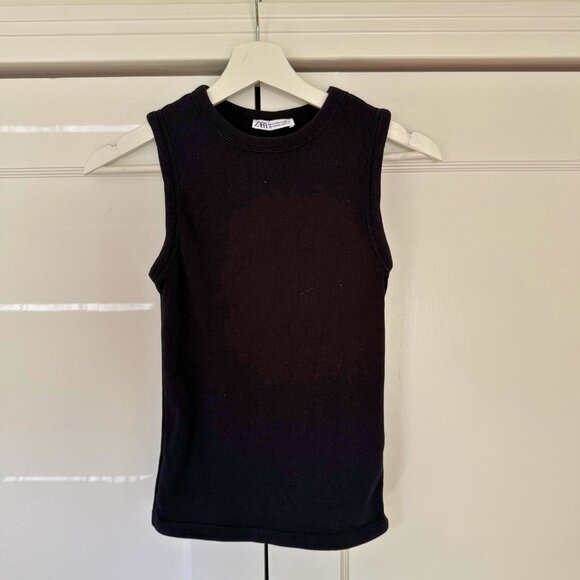 ZARA SLEEVELESS RIBBED T-SHIRT  Black - Ref 4424/802 - Picture 4 of 5
